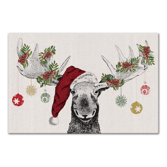 Christmas Moose Canvas Wall Art
